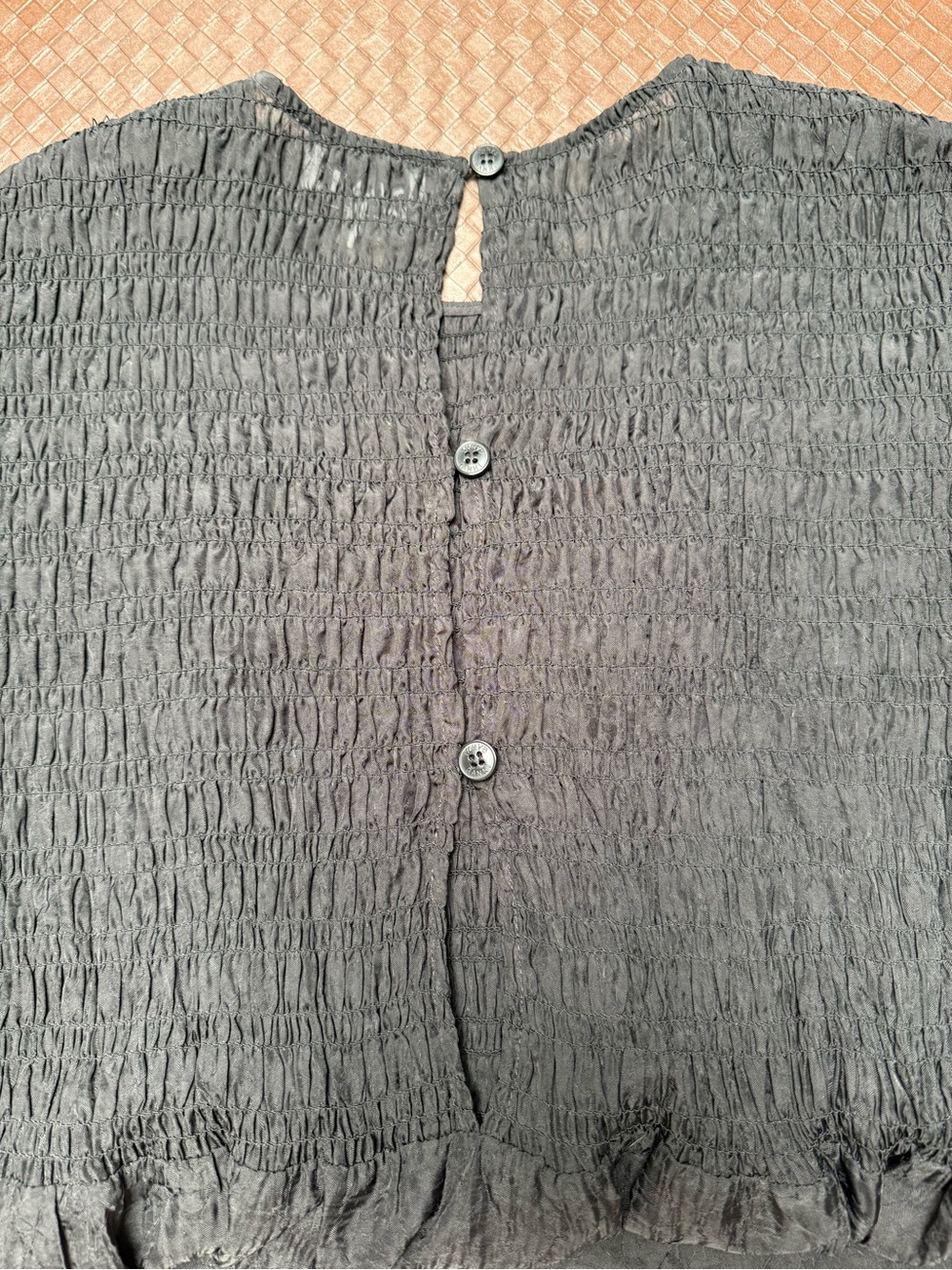 Ganni Black Puff-Sleeve Smocked Midi Dress - Picture 2 of 2
